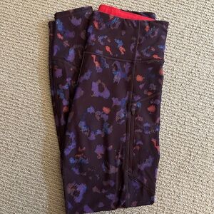 Athleta Red and Gray Leopard Leggings